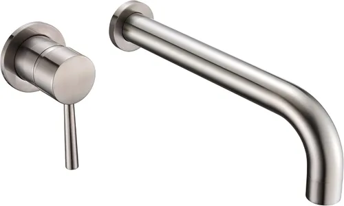Vista 14 de SUMERAIN Grifo de bañera de montaje en pared Grifo de bañera de baño con boquilla de llenado de bañera larga, acabado negro y dorado, manija única