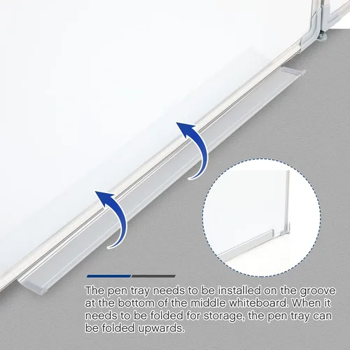 Vista 6 de AmazingSpark Pizarra blanca plegable de 48 x 18 pulgadas, pizarra blanca plegable grande, triple pizarra magnética de borrado en seco, marco