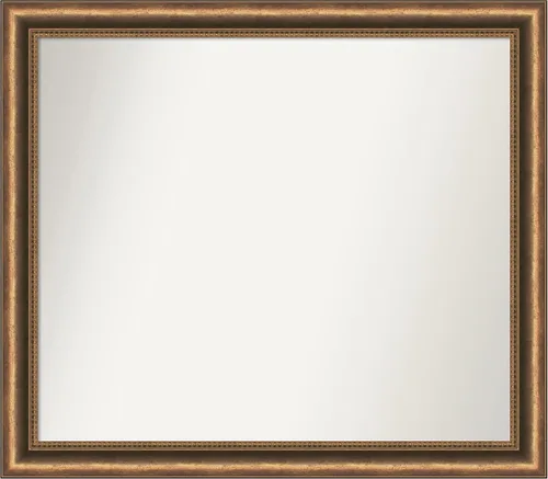 Vista 252 de Amanti Art Espejo de baño de bronce para sobre fregadero, 24 x 24 pulgadas, espejo de tocador cuadrado estrecho de bronce Manhattan, marco de madera