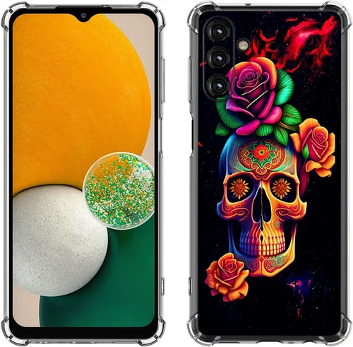 Vista 10 de Samsung Galaxy A14 5G - Funda para teléfono celular, diseño de flores de mariposa azul, a prueba de golpes, TPU con bordes elevados, compatible