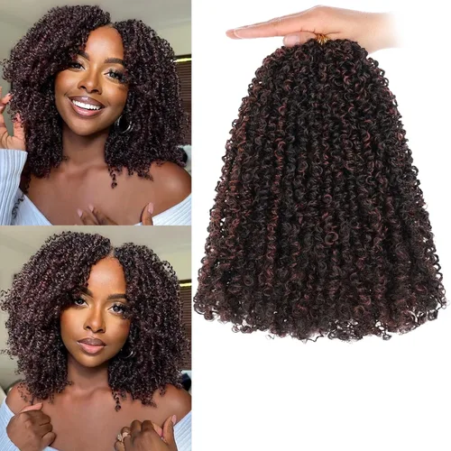 Vista 43 de COOKOO 6 pulgadas 8 paquetes Cabello de Ganchillo Pre-enrollado Yanky Twist para Mujeres Negro Natural Mini Passion Twists Pre-retorcido Cabello