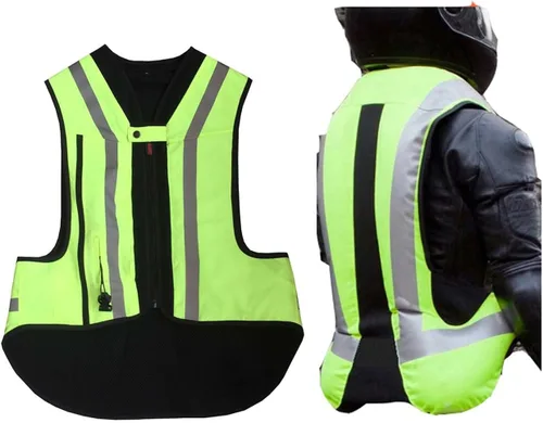 Vista 8 de Chaleco inflable reflectante con bolsa de aire para motocicleta, con diseño de malla 3D (negro, pequeño)