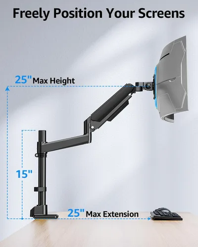 Vista 4 de MOUNTUP Brazo de monitor resistente para pantallas de 49, 45, 42, 40, 39, 34, 32 pulgadas, brazo de monitor ultraancho con capacidad para 4.4-44