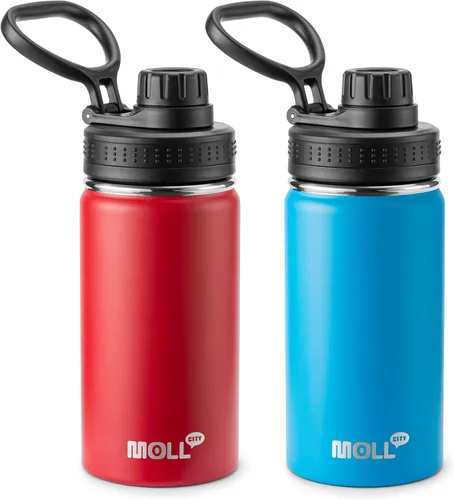 Vista 34 de Botella de agua de 12 oz para niños de acero inoxidable con aislamiento al vacío de boca ancha Botella de agua deportiva - Pequeña botella de agua