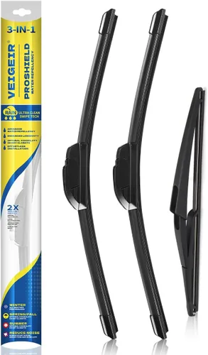 Vista 33 de Paquete de 3 plumas limpiaparabrisas delanteros y traseros para automóviles, calidad original de fábrica, 20 pulgadas, 20 pulgadas, 12 pulgadas