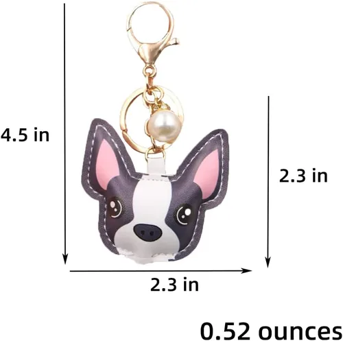 Vista 6 de JINZHOUFZ Llavero colgante de piel sintética para mujer, niña, novia, colgante de bolsa, llavero para llaves de coche, regalo para ella, BULLDOG