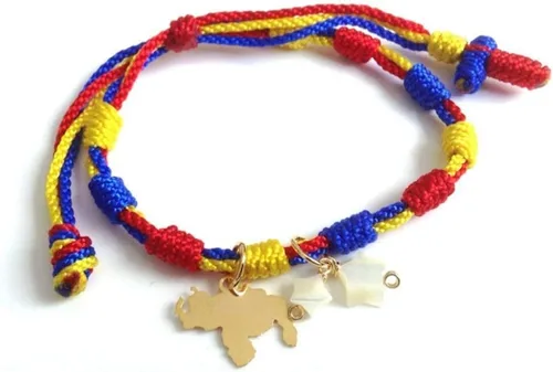 Vista 5 de Venezuela Tricolor Pulsera Mapa Estrellas Colgantes Vinotinto Regalos