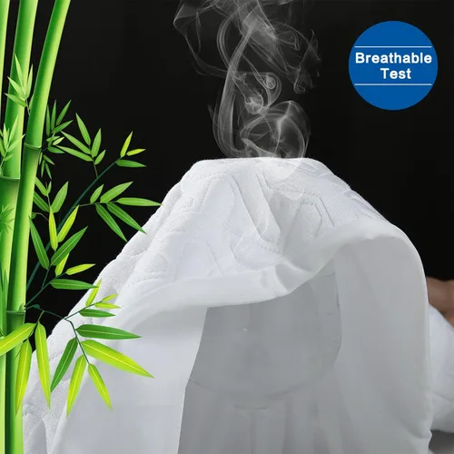 Vista 3 de MERITLIFE - Protector de colchón de bambú impermeable premium, suave y sin ruido, relleno con tela de aire 3D ultrasuave y transpirable, funda