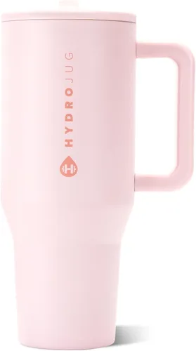 Vista 67 de HydroJug Traveler - Botella de agua de 40 onzas con asa y pajita abatible - Cabe en portavasos, vaso resistente a fugas - Reutilizable, aislado