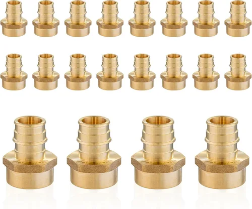 Vista 9 de Paquete de 5 adaptadores NPT roscados hembra Seelink PEX-A de 1/2" x 1/2" Colocaciones de expansión de latón PEX-A, ASTM F1960 (PEX1960026-5)