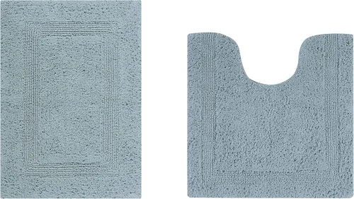 Vista 58 de Better Trends Alfombra de Inodoro en Forma de U Cubierta de Asiento de Inodoro de Lujo 100% Algodón Absorbente de Agua, Cubierta de Tapa Reversible