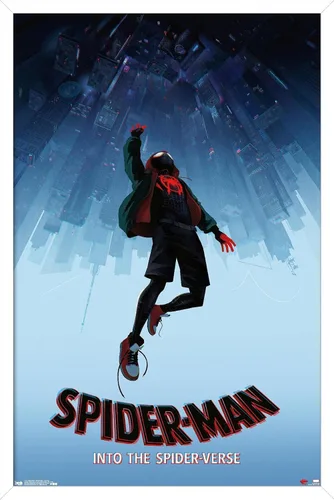 Vista 12 de Trends International Spider-Man de Marvel póster Into The Spider-Verse-Falling de 14.72 x 22.37 pulgadas, versión enmarcada en madera reutilizada