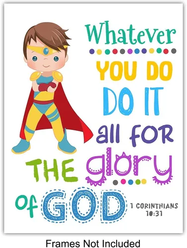 Vista 3 de Arte de pared inspiradora de Jesucristo GRANDE 11x14 - Regalos cristianos para niños - Decoración de pared con escritura "Jesús me ama" para niños