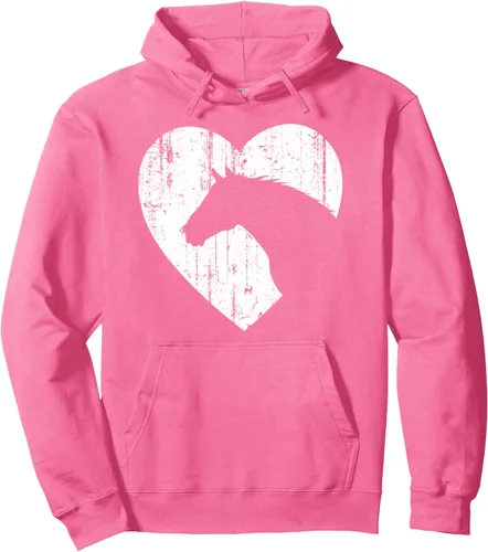 Vista 7 de Sudadera con capucha con estampado gráfico ecuestre y silueta de corazón de caballo para vaquera, Negro, S