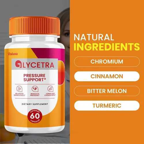 Vista 3 de Paquete de 2 cápsulas de glicetra, suplemento de apoyo de sangre de glicetra, fórmula avanzada, mezcla premium, flujo de equilibrio natural