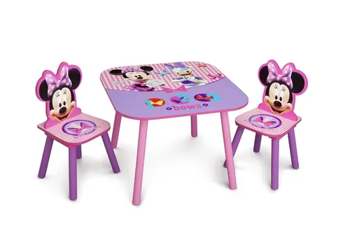 Vista 6 de Delta Children Juego de silla tapizada, madera, Minnie Mouse de Disney y juego de mesa y silla para niños (2 sillas incluidas), ideal para artes