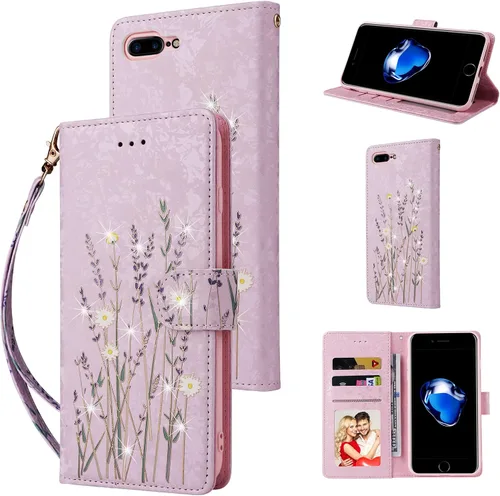 Vista 15 de UEEBAI Funda tipo cartera para iPhone SE 2022 5G/iPhone 7/iPhone 8/iPhone SE 2020, funda de piel sintética con función atril y bloqueo RFID, funda