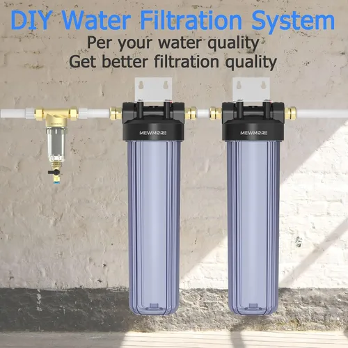 Vista 5 de WHT20 Carcasa de Filtro de Agua para Toda la Casa, Compatible con Filtros de Sedimentos de 20"x4.5", etc. para Agua de Pozo y Ciudad, Sistema