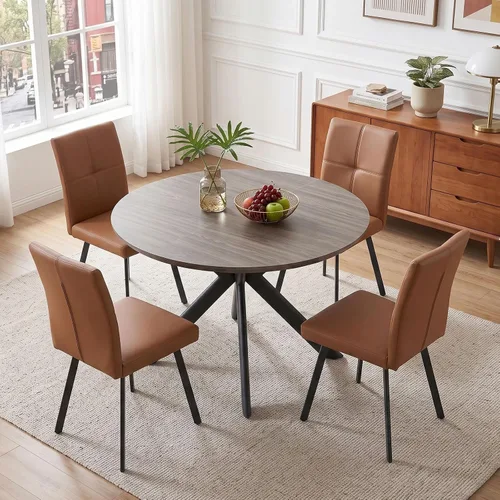 Vista 13 de HIPIHOM 43.2"-59.1" Extendable Round Dining Table Mesa de roble