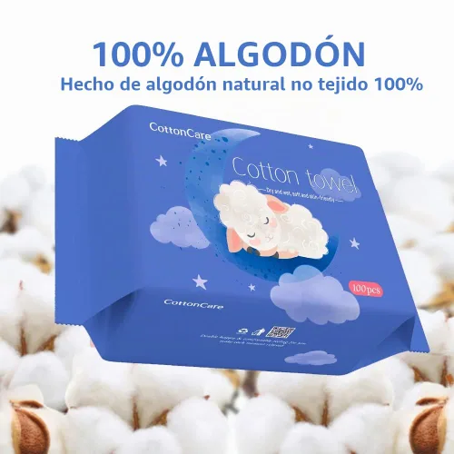 Vista 2 de Toallitas secas para bebé, hechas de 100% algodón, sin químicos, sin perfume, algodón ultra absorbente, pañuelos de uso húmedo y seco