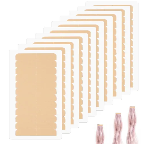 Vista 10 de 480 Piezas de Cinta Adhesiva para Extensiones de Cabello, Cinta Adhesiva de Doble Cara para Cabello Humano, Cinta Adhesiva de Reemplazo para Azul