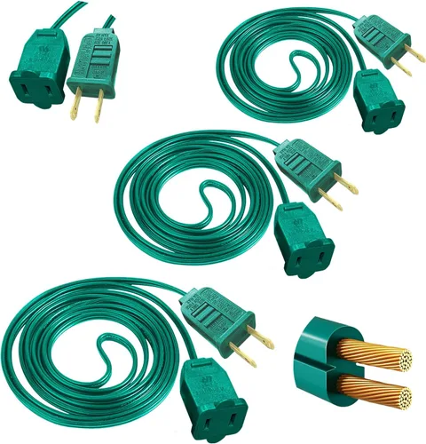Vista 12 de [30 pies] Paquete de 5 cables de extensión de luz de Navidad de 6 pies Verde-paquete de 5