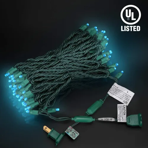 Vista 8 de 100 Unidades Luces LED de Navidad Aguamarina – 50 pies, luces de Navidad aguamarina de 5mm para exteriores de grado comercial, impermeables