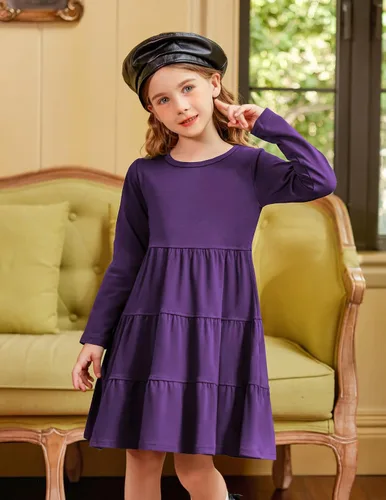 Vista 2 de Arshiner Vestido de manga larga para niña con volantes, tipo túnica