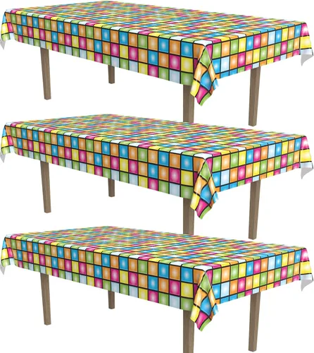 Vista 7 de Beistle Mantel de discoteca, 54 x 108 pulgadas, mantel de plástico, mantel rectangular, fundas para fiestas, decoraciones de fiestas, temas groovy