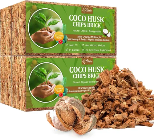 Vista 10 de Riare Paquete de 2 sustratos de chips de coco para plantas, 2.2 libras, ladrillo de cáscara de coco 100% orgánico con baja EC y pH equilibrado