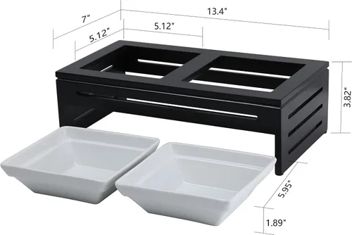 Vista 6 de Silicute Cuencos elevados de cerámica para mascotas - The Pawsh Bowl - Comedor para perros exigentes