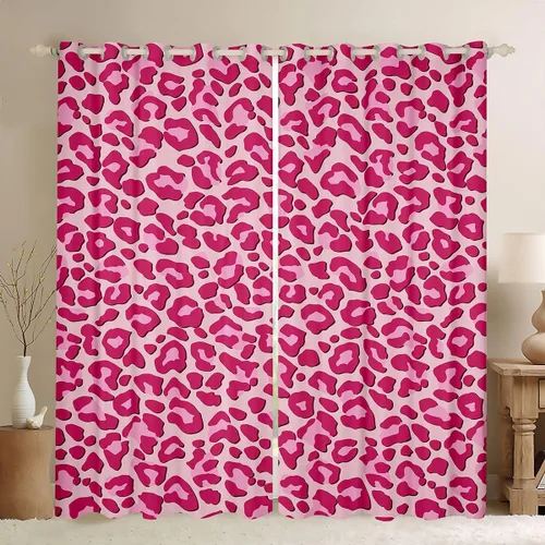 Vista 50 de Feelyou Cortinas opacas con estampado de leopardo para dormitorio, sala de estar, safari, cortinas de oscurecimiento de habitación con purpurina