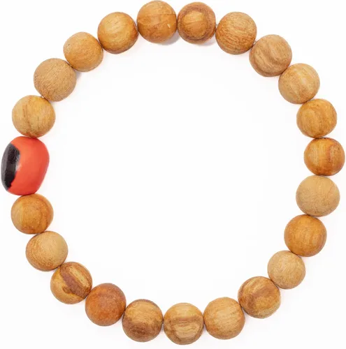 Vista 9 de Luna Sundara Pulsera Palo Santo y Huayruro hecha a mano en Perú altamente aromática y espiritualmente limpiadora