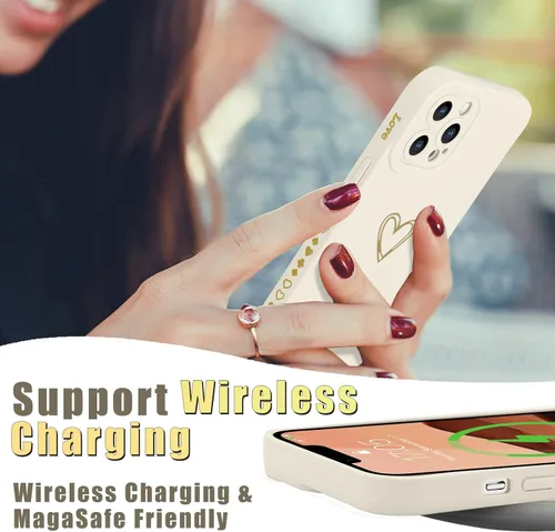 Vista 6 de Teageo Funda compatible con iPhone 13 Pro de 6.1 pulgadas para mujeres y niñas, bonito corazón de amor de lujo