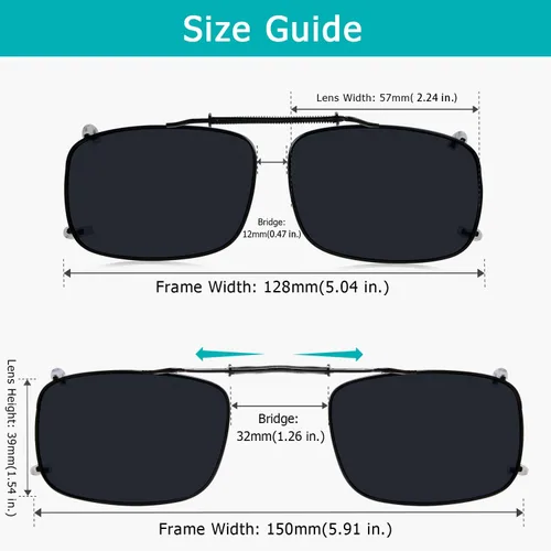 Vista 2 de Gafas de sol polarizadas con clip de resorte fácil