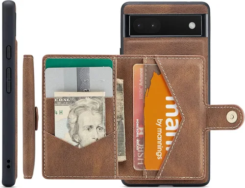 Vista 41 de Funda para Google Pixel 6 Pro, cartera magnética desmontable con ranura para efectivo, soporte de carga inalámbrica, función atril compatible