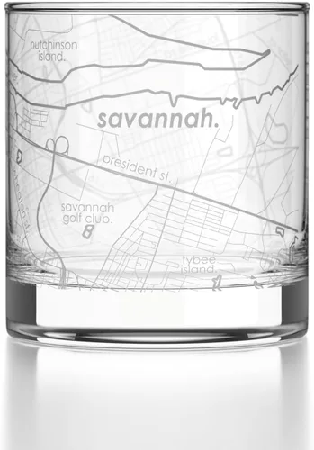 Vista 125 de Well Told Vaso de rocas grabado con mapa de Akron, Ohio, cristalería estilo antiguo (325ml, transparente) Vaso de bourbon grabado, regalos