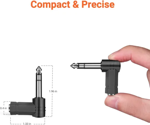 Vista 6 de Adaptador TRS de 3 polos macho a hembra de 0.138 in en ángulo recto de 0.250 in, 90 grados, paquete de 3