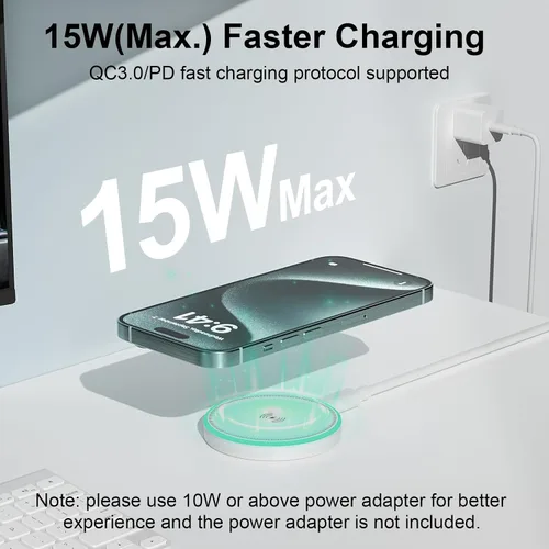 Vista 8 de MagSafe Charger - Paquete de 2 cargadores inalámbricos magnéticos de 15 W, almohadilla de carga rápida con cable USB C a USB C de 6 pies compatible