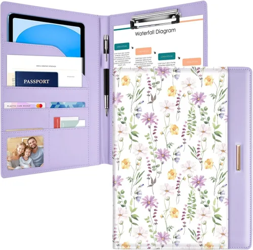 Vista 13 de Carpeta portadocumentos con purpurina/Carpeta portafolio para mujeres y hombres, WAVEYU, elegante y bonita carpeta con cubierta de portafolio