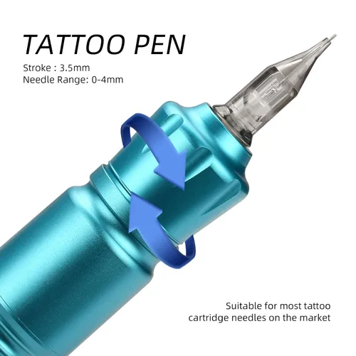 Vista 2 de Kit de máquina de tatuaje, agujas de cartucho, suministro de energía para principiantes, kit de bolígrafo de tatuaje rotativo, juego completo