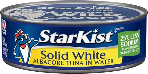Vista 18 de StarKist Atún blanco sólido en agua 25% menos de sodio, 5 onzas, 1 paquete 26g Protein Per Serving, Wild Caught, Gluten Free, Soy Free, 110