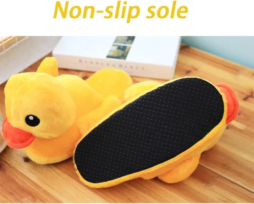 Vista 4 de LELEBEAR Pantuflas de pato, zapatos suaves y cómodos para el hogar, pantuflas cálidas de felpa lindas, pantuflas antideslizantes de animales