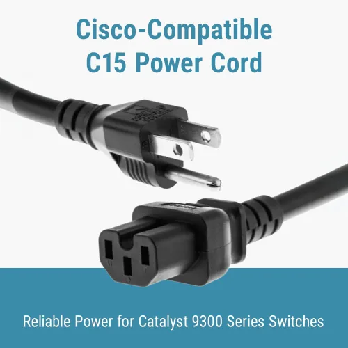 Vista 2 de CablesAndKits Cable de alimentación de CA resistente, compatible con Cisco P/N CAB-TA-NA-9200), 15A/125V, 14 AWG, 5-15P a C15