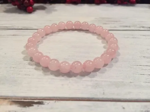 Vista 7 de DHYANARSH Pulsera de cuentas de piedra de cuarzo rosa, cuentas naturales certificadas de 0.315 in para amor incondicional