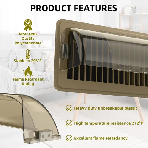 Vista 11 de Deflectores de ventilación para el hogar, deflectores de calor para registros de piso, deflector magnético ajustable de 10" a 14" pulgadas