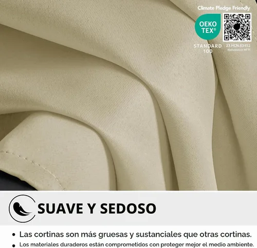 Vista 3 de Deconovo Cortinas opacas para dormitorio, juego de 2 paneles de 42 pulgadas de ancho x 45 pulgadas de largo, aislamiento térmico y reducción
