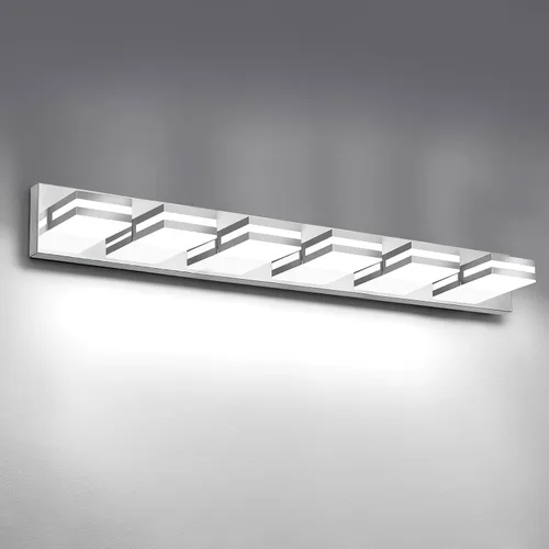 Vista 15 de IZORRO Luces LED modernas para baño (8 luces, regulables), iluminación de pared acrílica blanca mate, luces de tocador para baño sobre espejo, 6000