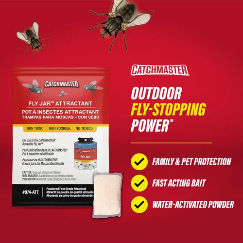 Vista 17 de Catchmaster - Trampa para moscas reutilizable para exteriores, 1 tarro azul colgante con cebo Catches All Species of Fly, Fly Traps Outdoor w