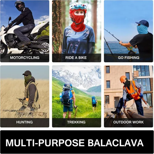 Vista 7 de SUNLAND Pasamontañas - Mascarilla facial para motocicleta, ciclismo, esquí, bandana para senderismo, patineta y cabeza, paquete de 3